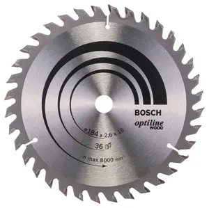 Bosch Professional Optiline Wood Circular Saw Blade - 184 x 16 x 2.6 mm, 36 Teeth