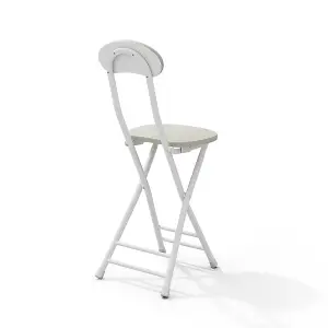 Dining Chair Set of 2 Compact White Wooden Folding Dining Chairs with Metal Legs