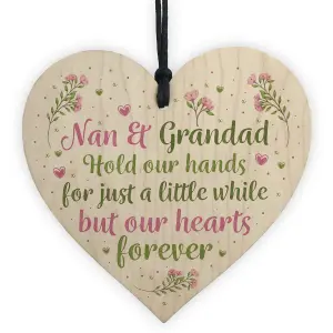 Red Ocean Nan And Grandad Ornament Wooden Heart Gift For Grandparents Keepsake Plaques