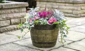 Whisky Barrel Planter Outdoor Garden 30cm Patio Pot for Plants (x1)