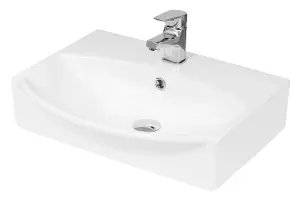 Rectangular Wall Hung Ceramic 1 Tap Hole Basin - 500mm