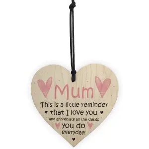 I Love You Mum Wood Heart Mothers Day Birthday Gift For Mum From Daughter Son