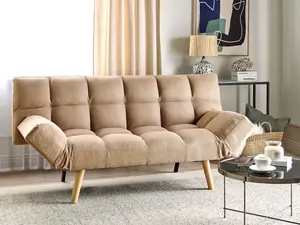 Beliani Retro Sofa Bed INGARO Light Brown