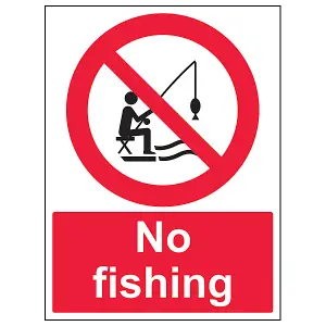 No Fishing - Prohibition Water Sign - Adhesive Vinyl - 300x400mm (x3)