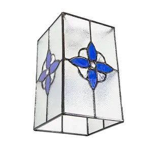 Traditional Clear Glass Tiffany Style Pendant Light Shade with Royal Blue Panels