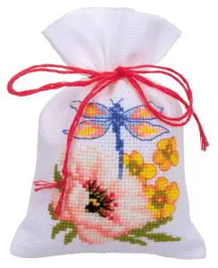 PPBAG PK3 C/FUL FLWR - Counted Cross Stitch Kit: Gift Bags: Colourful Flowers: Set of 3 - Vervaco