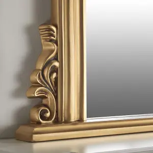 Overmantle Mirror Richmond Arched Shape with Antique Gold Frame-H 91cm x W 122cmx D 5cm For Hanging in the Living Room or Bedroom