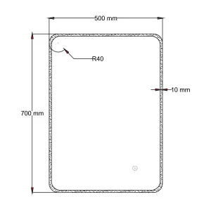 500x700mm Illuminated Bathroom Mirror LED Mirror Dimmable & Demister Pad