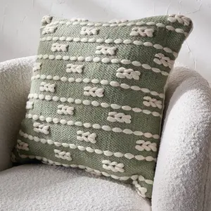 Indoor / Outdoor Striped Square Throw Cushion Green