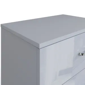 Grey Gloss 3 Drawer Chest Bedside Table Nightstand