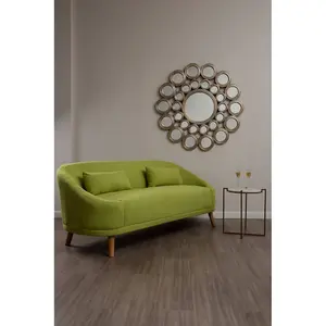 Interiors By Premier Comfortable Green Linen Sofa, Contemporary Seater Sofa For Livingroom, Stylish Mid Century Sofa For Bedroom