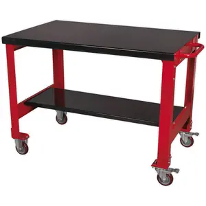 Heavy-Duty 2 Level Mobile Workbench with 300kg Capacity and Locking Castors