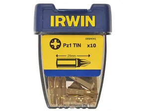 IRWIN Screwdriver Bits Pozidriv PZ1 25mm Titanium (Pack 10)