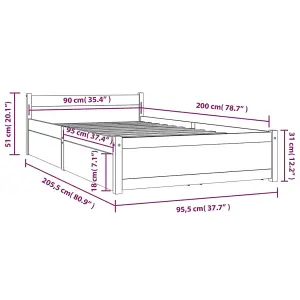 Berkfield Bed Frame with Drawers White 90x200 cm