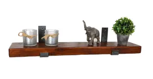 Reclaimed Wooden Shelf with Bracket Bent Up 7" 170mm - Colour Dark Oak - Length 100cm