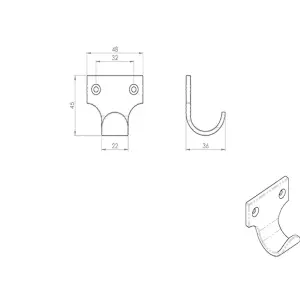 Cast Sash Window Lift 32mm Fixing Centres 48 x 45mm Polished Brass