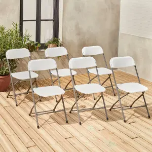 sweeek. Set of 6 folding event chairs Fiesta White 44x81x50 cm