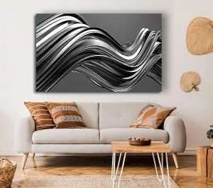 The Flow Of Grey Canvas Print Wall Art - Medium 20 x 32 Inches