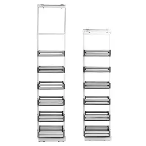 6 Tier Tall and Narrow Tandem Metal Pull Out Pantry Kitchen Storage Cabinet Basket Shelf W 250mm