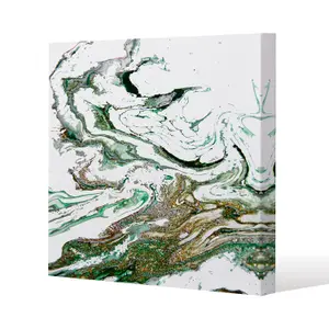 Green & Gold Marble (Canvas Print) / 101 x 101 x 4cm