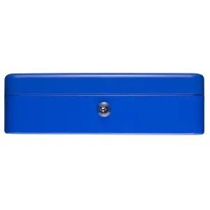 Hardys Metal Cash Box Money Bank Deposit Steel Tin Security Safe Petty Key Lockable - 12" Blue