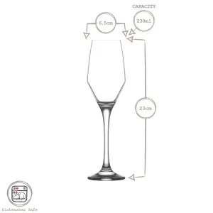 LAV Ella Glass Champagne Flutes - 230ml - Pack of 6