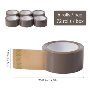 6 Rolls General Purpose Packing Parcel Tape - Brown 50mm x 60m