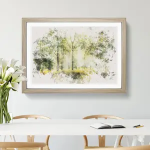 View Of The Forest In The Spring - Single Picture Frame Print on MDF Oak / 35cm H x 50cm W x 2cm D