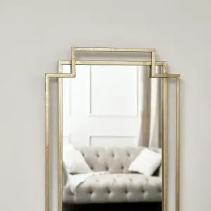 Melody Maison Gold Art Deco Wall Mirror 142cm x 47cm