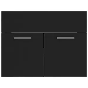 Berkfield 2 Piece Bathroom Furniture Set Black Engineered Wood