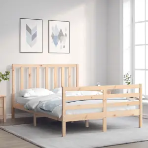 Berkfield Bed Frame with Headboard Small Double Solid Wood