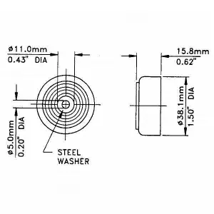 Penn Elcom Foot Rubber 38mm/1.5" with Steel Washer F1558