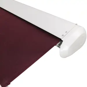 SunDaze Full Cassette Electric Remote Controlled Retractable Awning Garden Patio Canopy Shade Sail 3.5x2.5M Wine Red