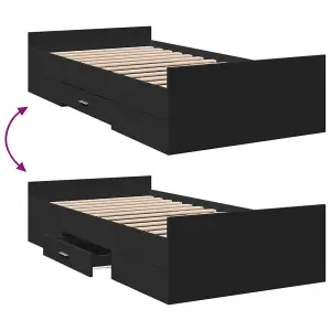 Berkfield Bed Frame with Drawers without Mattress Black 75x190 cm Small Single