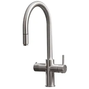 Liquida HT35BN 3 In 1 Pull Out Spray Brushed Nickel Boiling Water Kitchen Tap