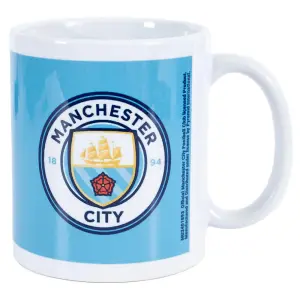 Manchester City FC Crest Ceramic Mug White/Sky Blue (One Size)