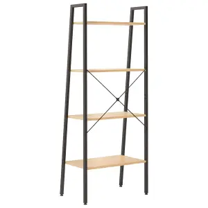 Berkfield 4-Tier Standing Shelf Light Brown and Black 56x35x140 cm