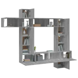 Berkfield 9 Piece TV Cabinet Set Grey Sonoma Engineered Wood