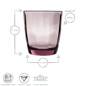 Bormioli Rocco - Pulsar Water Glasses - 300ml - Blue/Purple - Pack of 6