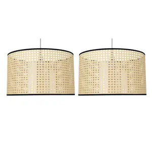 First Choice Lighting Set of 2 Woven 40cm Wicker Easy Fit Pendant Shades