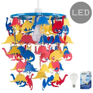 ValueLights Blue Ceiling Pendant Droplets Shade and E27 GLS LED 6W Warm White 3000K Bulb