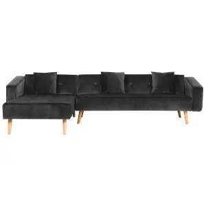 Corner Sofa VADSO Black Velvet Right Hand