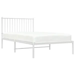 Berkfield Metal Bed Frame with Headboard White 100x190 cm