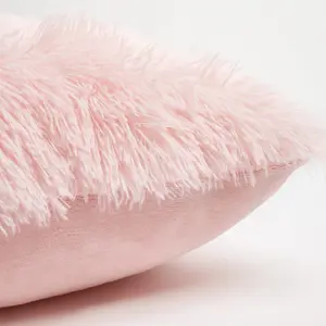 Set of 4 Fluffy Shaggy Filled Cushion with Cover Square