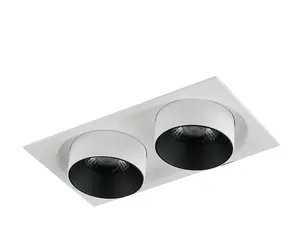 Luminosa Outsider Integrated LED Adjustable Twin Recessed Downlight, White, 3000K