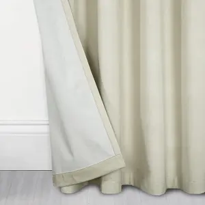 Homescapes Thermal 100% Blackout Cream Velvet Curtains, 168 x 183 cm (66" x 72")