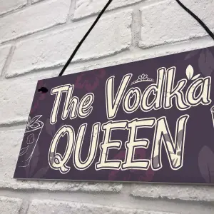 Red Ocean Vodka Queen Funny Friendship Gift Birthday Home Bar Hanging Wall Sign Plaque Gift For Her