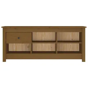 Berkfield Shoe Cabinet Honey Brown 110x38x45.5 cm Solid Wood Pine