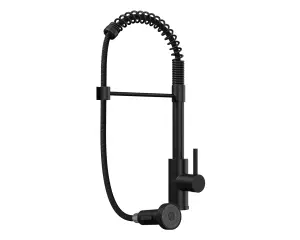 Kersin Contra Matt Black Kitchen Mixer Tap with Spring Style Flexi Pull-Out Hose and Spray Head