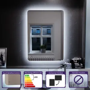 Nes Home Bathroom Modern LED IP44 Illuminated Rectangular Demister Mirror 500 X 700mm